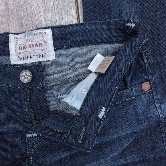 Big Star Jeans Womens 27x32 Manhattan Straight Leg Dark Denim Blue Western - Picture 9 of 10